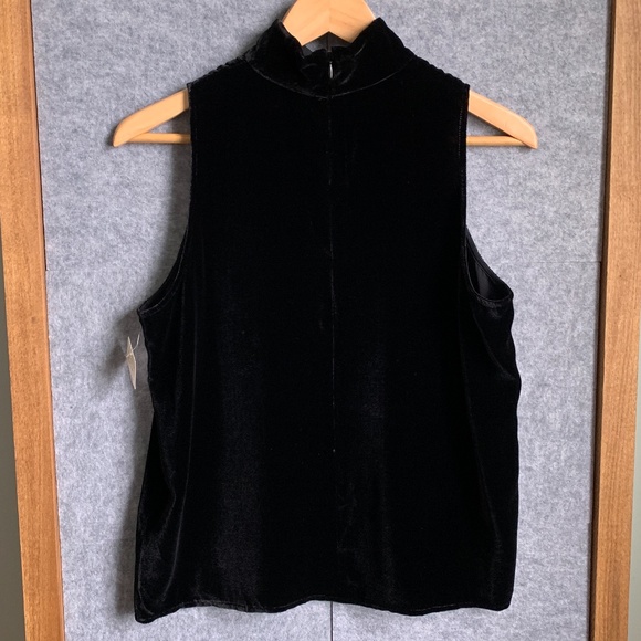 Black Velour Sleeveless Mock Neck Tank Top - Picture 8 of 17